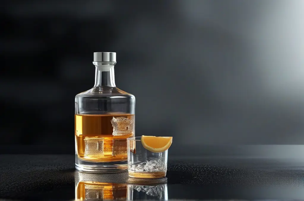 Alcohol awareness – image of a whiskey bottle and glass used in drug education