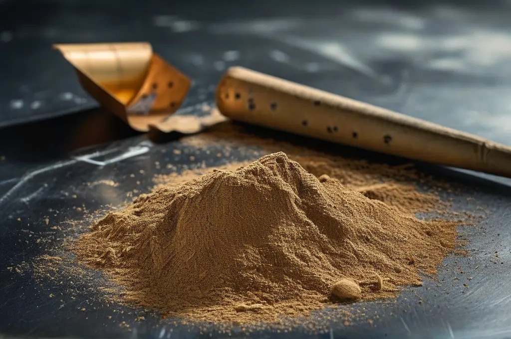 Heroin drug education – brown powder symbolizing the dangers of opioid addiction