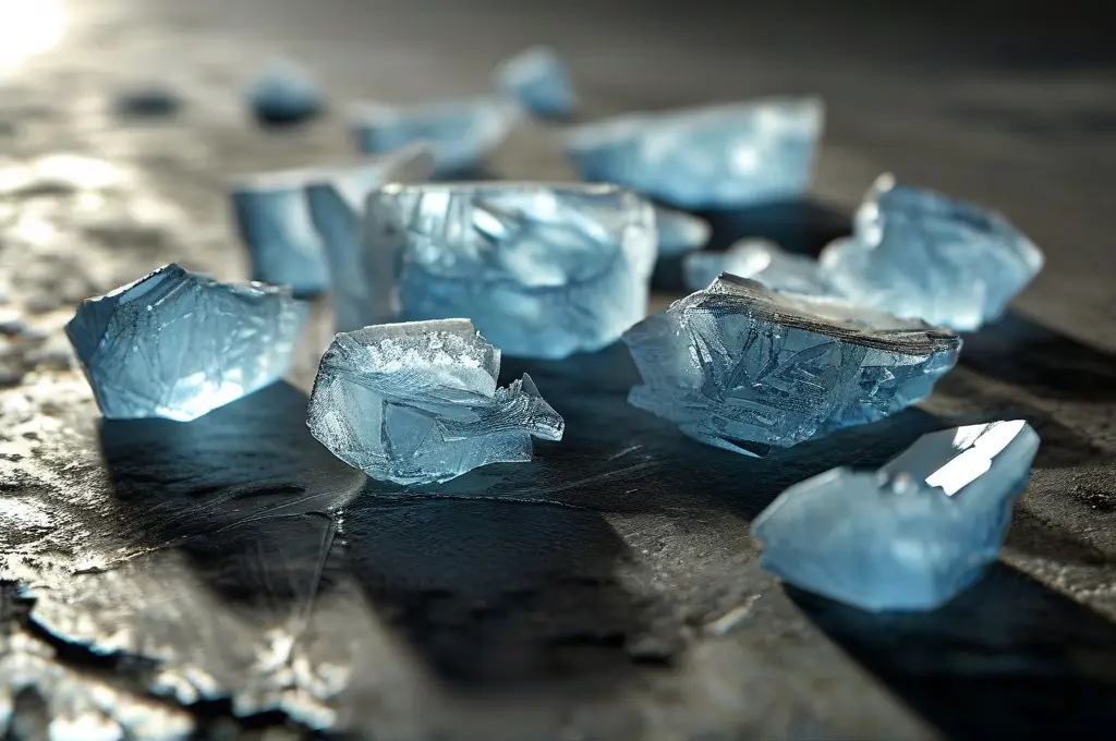 Crystal meth education – blue shards representing the stimulant drug's danger and appearance
