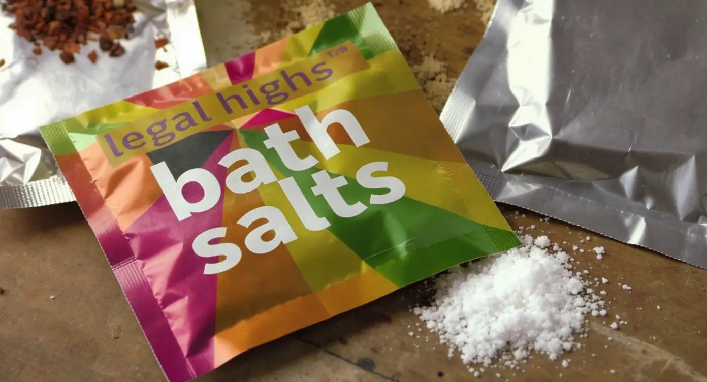 Forskellige NPS-produkter som badesalt, piller og syntetisk urtemedicin, der sælges som lovlige rusmidler